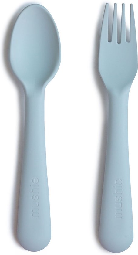 Mushie - Kinderservies Vork & Lepel - Bestek - Powder Blue van Mushie