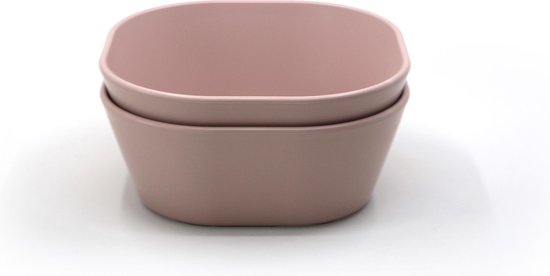 Mushie kom vierkant blush - set van 2 Roze - Siliconen - Breekbaar: N - Magnetron: Y - Vriezer: Y - Oven: Y - Vaatwasser: Y van Mushie