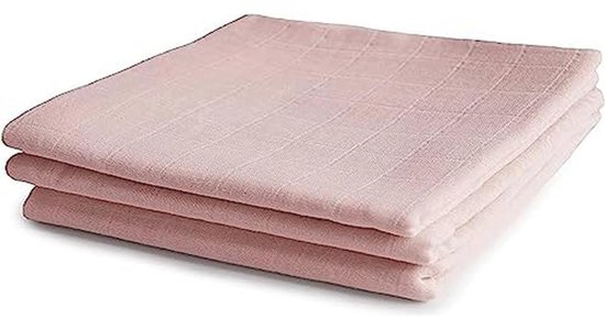 Mushie muslin cloth | 1x Set of 3 muslin cloths | Use: mini blanket and other nursery needs | Material: 100% organic cotton | 58x60cm | Extra soft for babies and toddlers (Blush)