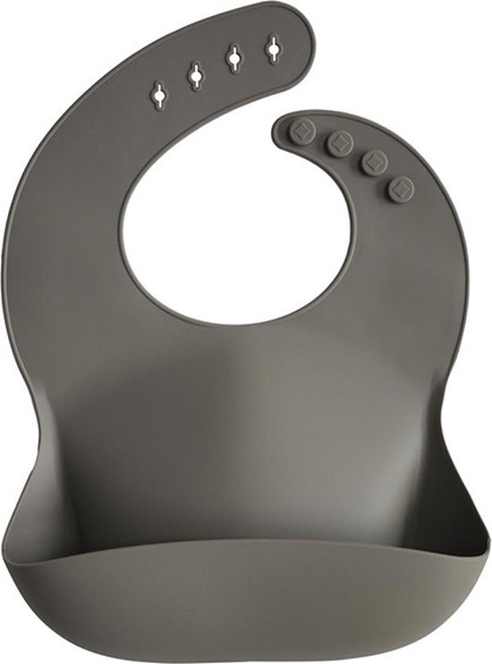Mushie Siliconen Baby Slabber met Opvangbakje - Dove grey van Mushie