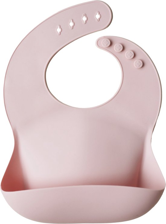 Mushie Siliconen Baby Slabbetje met Opvangbakje | Blush | BPA ftalaatvrij| afwasbaar van Mushie