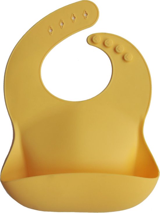 Mushie Siliconen Baby Slabbetje met Opvangbakje - BPA Vrij - Mineral Yellow van Mushie