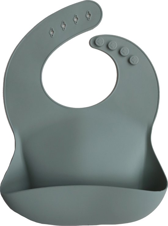 Mushie Siliconen Baby Slabbetje met Opvangbakje |Cambridge Blue | BPA ftalaatvrij| afwasbaar van Mushie