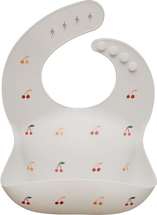 Mushie Siliconen Baby Slabbetje met Opvangbakje | Cherries | BPA ftalaatvrij| afwasbaar van Mushie