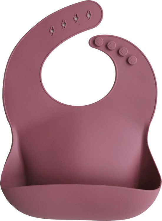 Mushie Siliconen Baby Slabbetje met Opvangbakje | Dusty rose | BPA ftalaatvrij| afwasbaar van Mushie