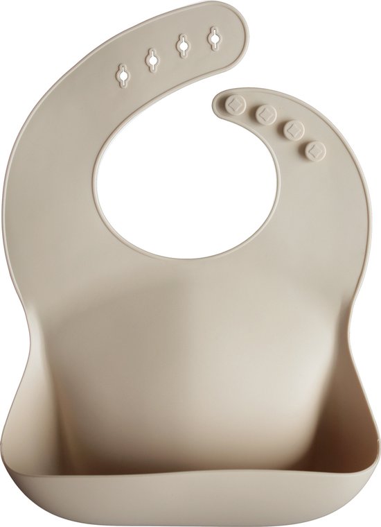 Mushie Siliconen Baby Slabbetje met Opvangbakje | Shifting Sand | BPA ftalaatvrij| afwasbaar van Mushie