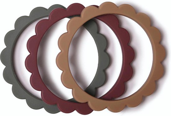 Mushie Siliconen Bijtringen mix 3pack - Bijtringen - Dried Thyme mix van Mushie