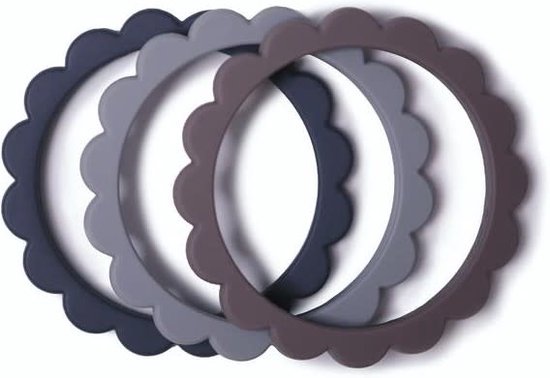 Mushie Siliconen Bijtringen mix 3pack - Bijtringen - Steel mix van Mushie