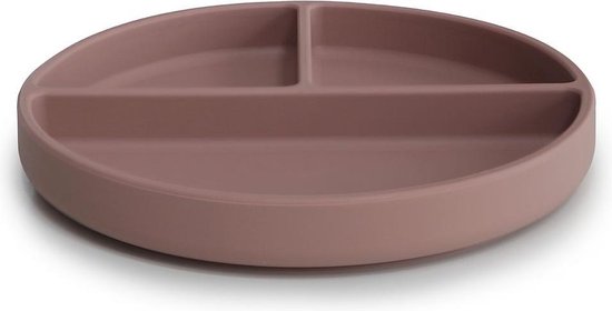 Mushie siliconen vakjes bord - Kleur Cloudy Mauve - Kinderservies van Mushie