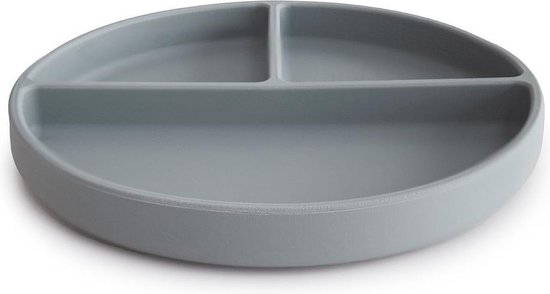 Mushie siliconen vakjes bord - Kleur Stone - Kinderservies van Mushie