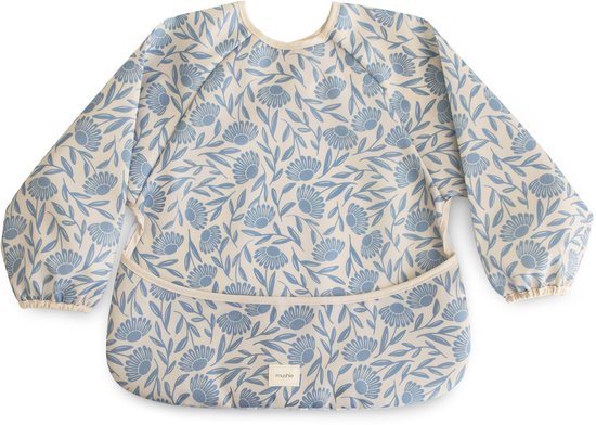 Mushie Slab met Mouwen Blue Flowers van Merkloos