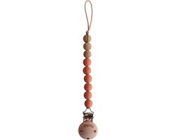 Mushie Speenkoord EVA - Clementine / Hout (look) - 100% siliconen kralen van Mushie