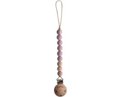 Mushie Speenkoord EVA - Mauve / Hout (look) - 100% siliconen kralen van Mushie