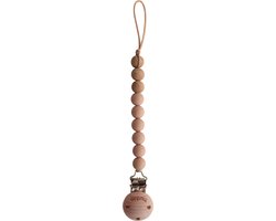 Mushie Speenkoord EVA - Pale Taupe / Hout (look) - 100% siliconen kralen van Mushie