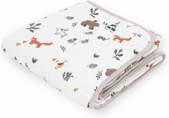 Muslin Doeken - Baby Dekens - Baby Verzorging - Zacht Katoen - 120x120 cm - Forest Friends
