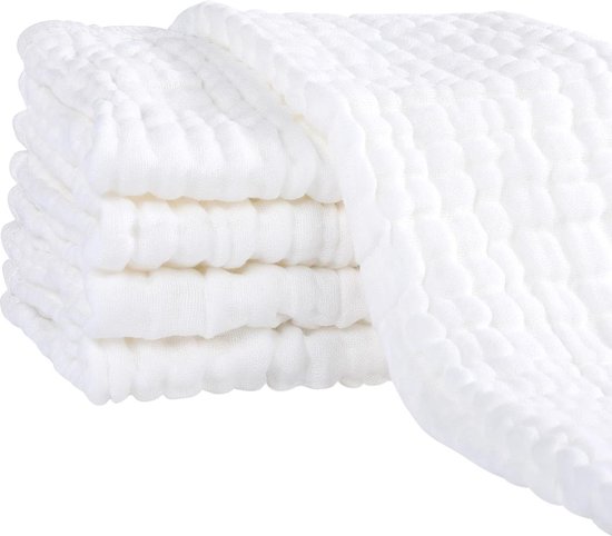 Muslin Nappies Burp Cloths Set of 5 - Highly Absorbent 70 x 70 cm - Boil-proof and High Quality hydrofiele washandjes van Fresenti