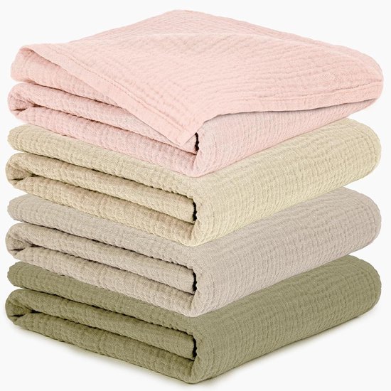 Musselinen Spuugdoeken - Baby Hydrofiele Doeken - Babyverzorging Thuis - 100% Zacht Katoen - 6 Stuks 60x60 cm - Neutrale Kleuren