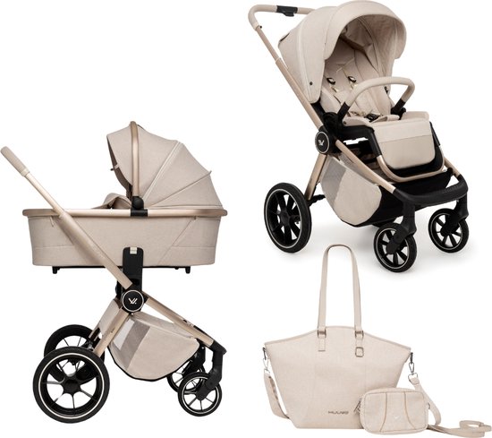 Muuvo Quick Boho Kinderwagen - 2-in-1 Set - Beige - Voorzien van hoogte adapters van Muuvo