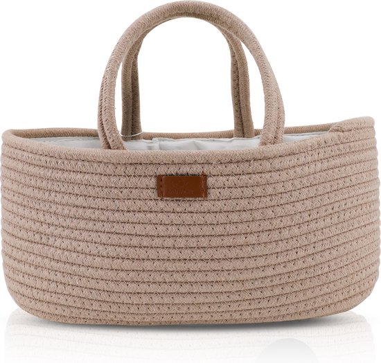 Muuzey Luiermandje - Crème - Luiermand - Luiertas en Commodemandje - Babykameraccessoires - Opbergmand kinderkamer - Kraamcadeau - Babyshower van Merkloos