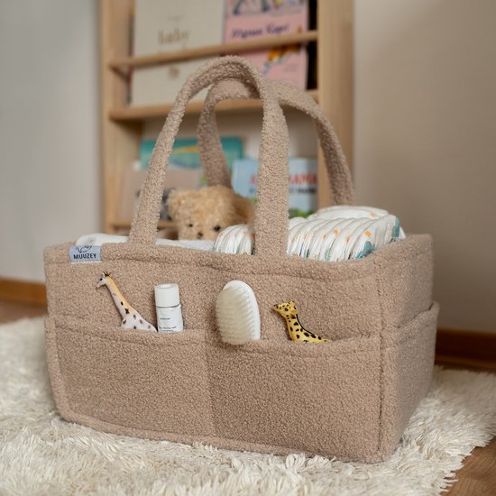Muuzey Luiermandje - Teddy - Luiermand - Luiertas en Commodemandje - Babykameraccessoires - Opbergmand kinderkamer - Kraamcadeau - Babyshower van Merkloos