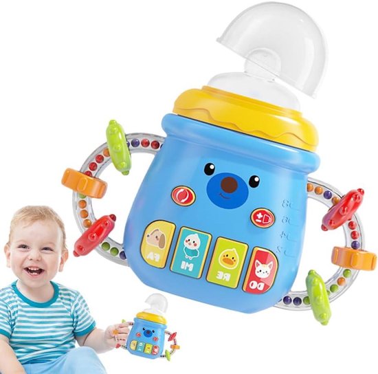 Muziek Babyfles - Rammelaar Speelgoed - Baby Amuseren - Zelfnivellerend - 13.7 x 4 x 11.7 cm - Multicolor