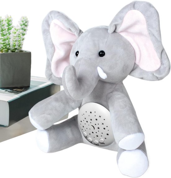 Muziek Knuffel - Kalmerende Knuffel - Slaap Bevorderen - Ademend Lichteffect - 458 g - Olifant