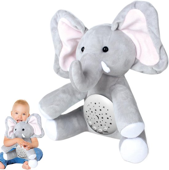 Muziek Knuffelpop - Zachte Knuffel - Slaap Assistent - Instelbare Muziek - 25 x 17 x 12 cm - Olifant