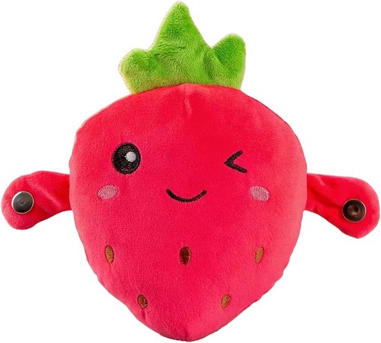 Muziek Pluche Speelgoed - Aardbei Kussen - Zintuiglijk Spel - Interactieve Melodie - 22.9 x 22.4 cm - Rood