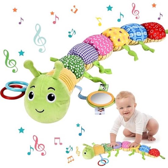 Muziek Rups Knuffeldier - Pluche Speelgoed met Liniaal en Grijpring voor Baby's van Merkloos