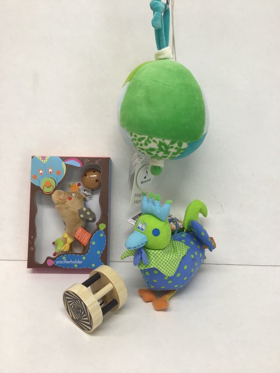 muziekdoos bal / koningshaantje merk Dushi / speenhouder dolfijn / baby rammelaar / kraam cadeau kraampakket van DUSHI.