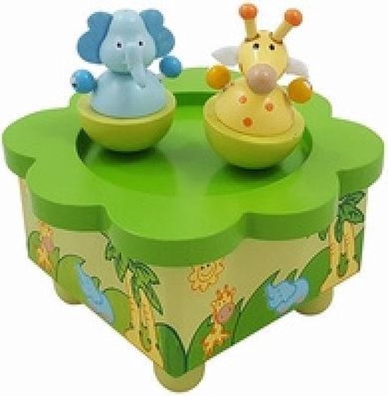 Muziekdoos jungle dansende Olifant/Giraffe van Hape