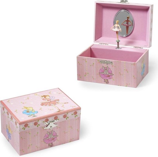 Muziekdoosje Konijntje en Danseres - Sieradendoos voor Kinderen - Simply for Kids - Sieradendoosje met Dansende Ballerina - Roze van Simply for kids