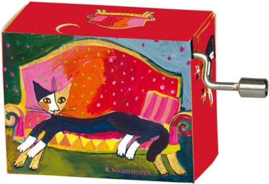 Muziekdoosje kunstenaars Wachtmeister Cat on sofa (kat op sofa) melodie Eine kleine Nachtmusik van Goebel