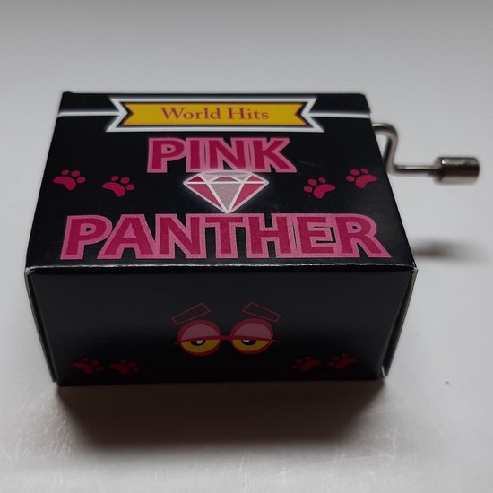 Muziekdoosje wereldhits Pink panther in zwart en roze van Dawanda