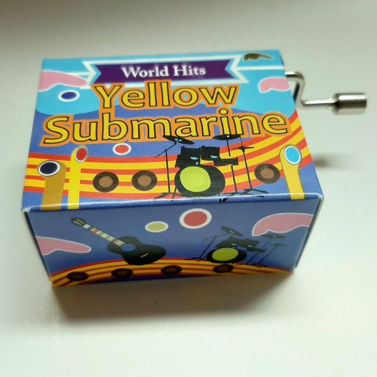 Muziekdoosje wereldhits Yellow Submarine van de Beatles in bonte kleuren van Platvorm.