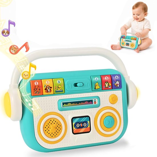 Muziekspeler Babyspeelgoed 12+ Maanden - Educatieve Radio met Licht & Geluid - 24 Melodieën - Kraamcadeau 1 Jaar - Peuter Speelgoed - Groen van Autrucker