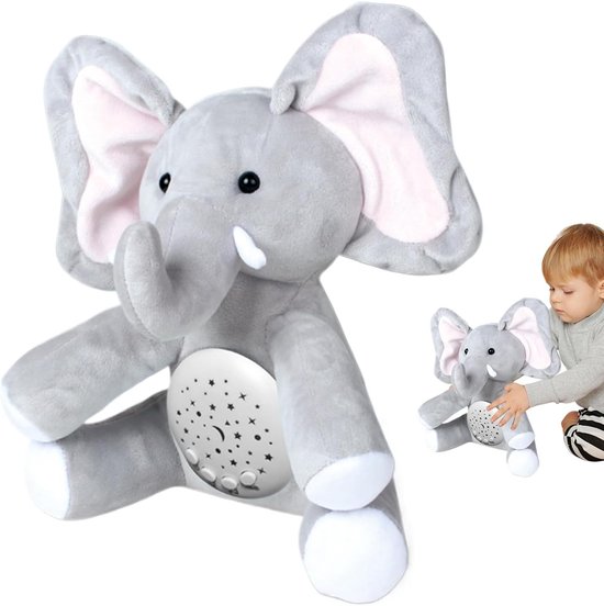 Muzikaal Knuffeldier - Zacht Pluche Speelgoed - Rustgevend Slapen - Verstelbare Snelheden - 17 x 12 x 25 cm - Olifant van Merkloos