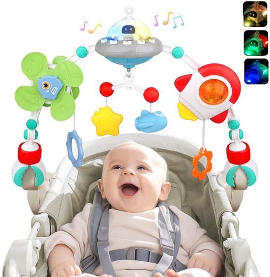 Muzikale boog voor kinderwagen, speelgoed voor op reis in de auto, speelgoed voor baby's met speelboog voor in de wieg, mobiel voor in de wieg, speelgoed voor baby's met boog voor in de kinderwagen van Tiny Love