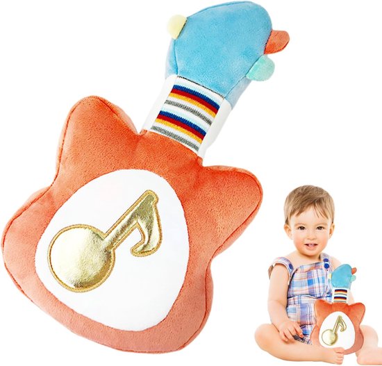 Muzikale Knuffel - Sensorische Pop - Baby Slaap - 16 Liedjes Muziek - 35cm Gitaar - Gitaar
