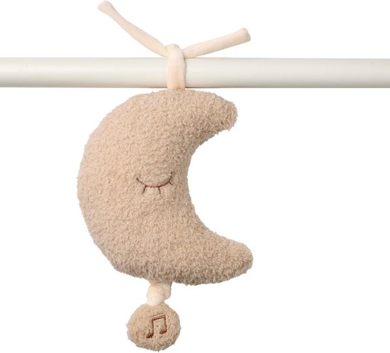 Muzikale Knuffelmaan Teddy Beige 25 cm - Zachte Pluchen Ster Knuffel met Muziek
