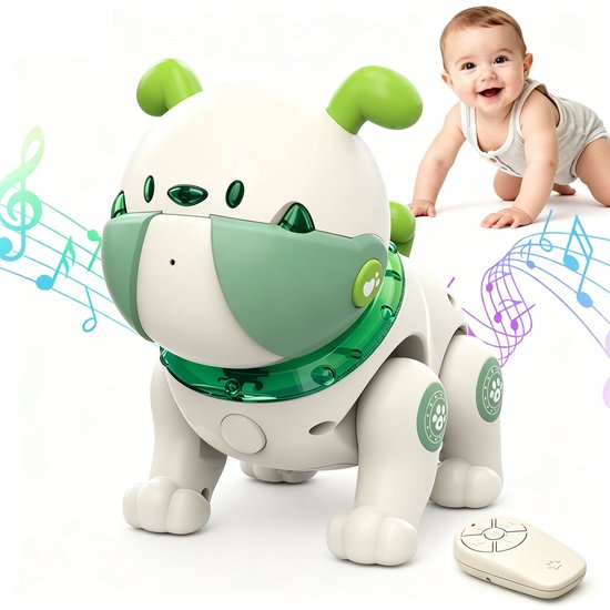 Muzikale Kruipende Hond - Speelgoed met Dansen, Opnemen & Lichten - Eerste Verjaardagscadeau voor Jongens & Meisjes - Tummy Time Sensorisch Speelgoed voor Peuters - Baby Speelgoed voor Baby's - D
