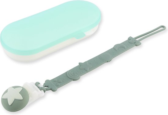 Mybabysupplies - Speenkoorden - Siliconen speenkoord - Speenkoordclip - Speenkoord met opbergdoos - Fopspeen koord - BPA vrij - PVC vrij - Phthalate vrij - Pacifier cord - Kraamcadeau - Babyshower - Babyshower cadeau - Groen - Baby - Unisex van MY