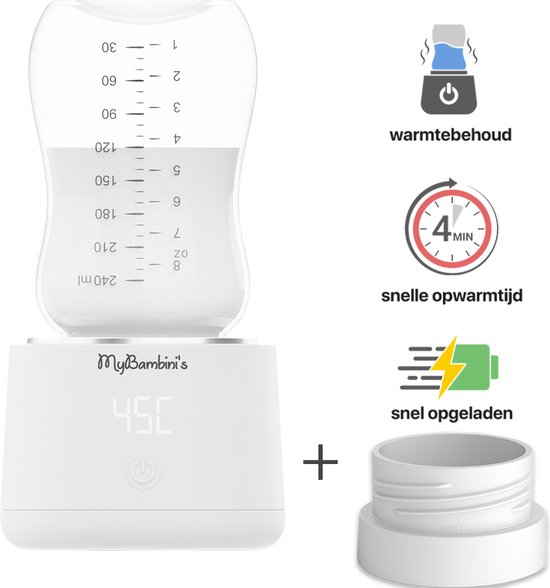 MyBambini's Flessenwarmer PRO™ - Draagbare Baby Flessenwarmer voor Onderweg - Wit - Geschikt voor Brede Hals Flessen van MAM, Lansinoh, NIP & Nanobebe van Merkloos