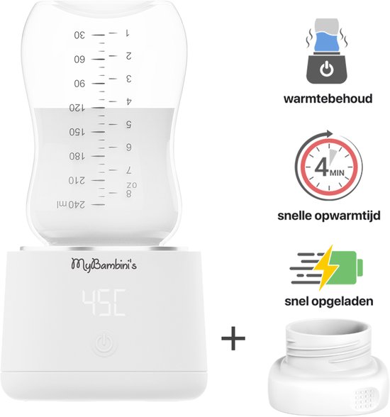 MyBambini's Flessenwarmer PRO™ - Draagbare Baby Flessenwarmer voor Onderweg - Wit - Geschikt voor Flessen van Hegen van Merkloos