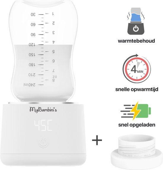 MyBambini's Flessenwarmer PRO™ - Draagbare Baby Flessenwarmer voor Onderweg - Wit - Geschikt voor Flessen van NUK Perfect Match van Merkloos