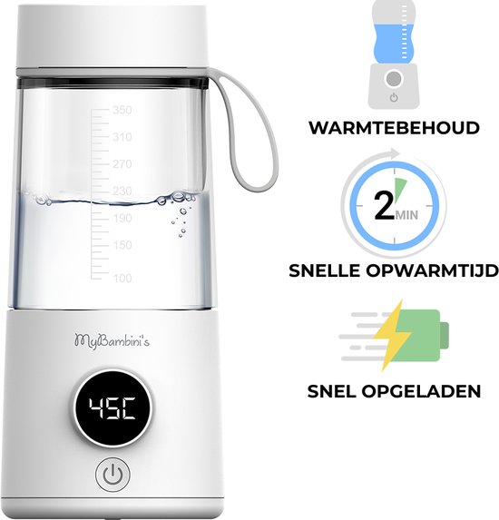 MyBambini's Thermos Flessenwarmer™ - Draagbare Baby Flessenwarmer voor Onderweg - Geschikt voor Borstvoeding & Babyvoeding - 350ML - 100W van Merkloos