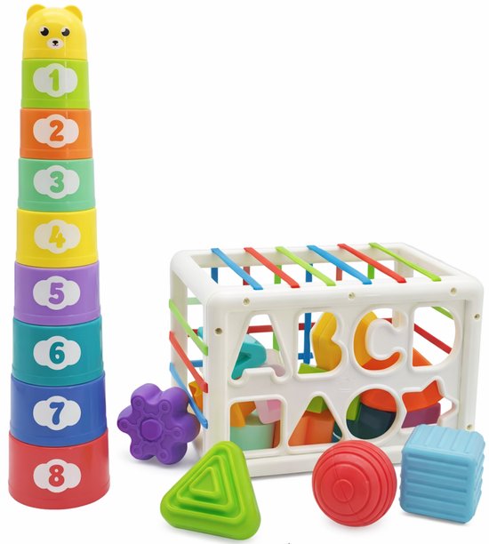 Myka's 2-in-1 Vorm & Stapel Set - Montessori Speelgoed vanaf 1 Jaar