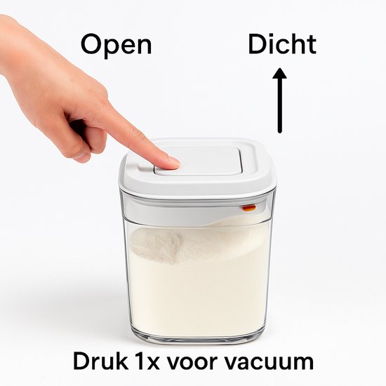 MYLS – POP-UP Melkpoeder Doseerdoos Babyvoeding 700 ml -reisbox melkpoeder-inclusief maatschepje -Melkpoeder POP-UP voorraadpot met maatschep-vacuum Dispenser Melkpoeder Bewaardoos – Bewaarbox – Reisbox met maatschep-BPA vrij