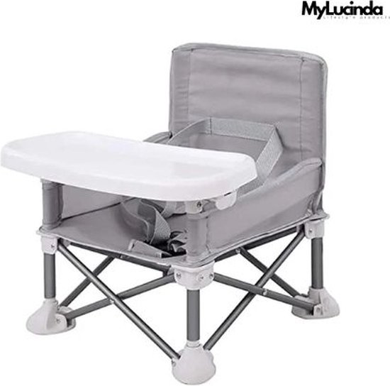 MyLucinda® - Opvouwbare Baby Stoel - Draagbare Eetstoel voor Baby’s 0-3 Jaar - Gemakkelijk voor Onderweg - Grijs van MyLucinda