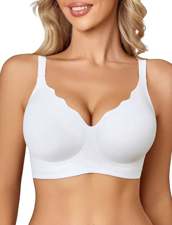 Naadloze beha voor dames, beugelloze push-up beha met zachte ondersteuning zonder beugel, comfortabele beha, zacht gevoerde bralette, naadloos T-shirt en slaapbeha, bustier